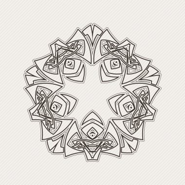 Vektör mandala. Gotik dantel dövme. Keskin köşeli Kelt örgüsü.