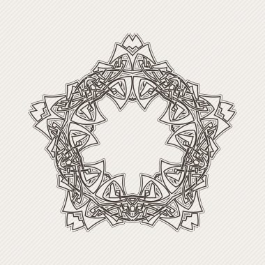 Vektör sınırı. Gotik dantel dövme. Keskin köşeli Kelt örgüsü.