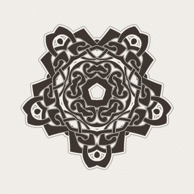 Vektör mandala. Gotik dantel dövme. Keskin köşeli Kelt örgüsü.