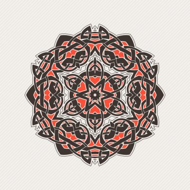Vektör mandala. Gotik dantel dövme. Keskin köşeli Kelt örgüsü.