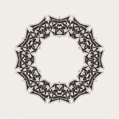 Vektör sınırı. Gotik dantel dövme. Keskin köşeli Kelt örgüsü.