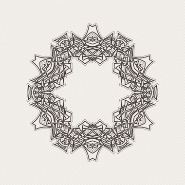 Vektör sınırı. Gotik dantel dövme. Keskin köşeli Kelt örgüsü.