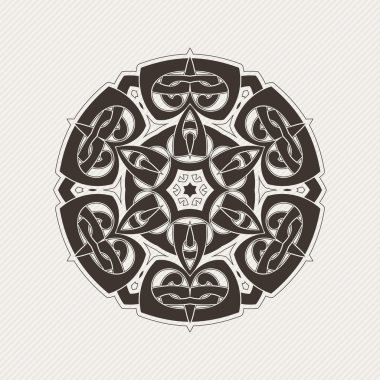 Vektör mandala. Gotik dantel dövme. Keskin köşeli Kelt örgüsü.