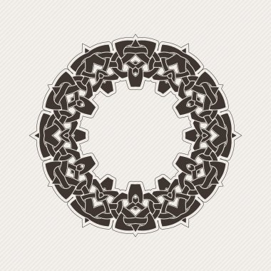 Vektör sınırı. Gotik dantel dövme. Keskin köşeli Kelt örgüsü.