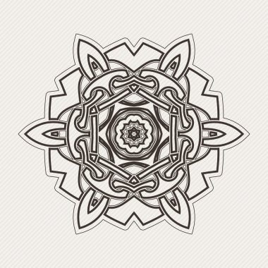 Vektör mandala. Gotik dantel dövme. Keskin köşeli Kelt örgüsü.