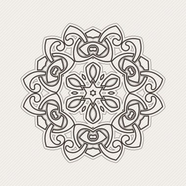 Vektör mandala. Gotik dantel dövme. Keskin köşeli Kelt örgüsü.