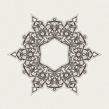 Vektör sınırı. Gotik dantel dövme. Keskin köşeli Kelt örgüsü.