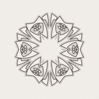 Vektör mandala. Gotik dantel dövme. Keskin köşeli Kelt örgüsü.