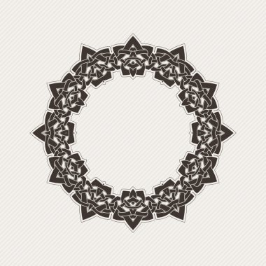 Vektör sınırı. Gotik dantel dövme. Keskin köşeli Kelt örgüsü.