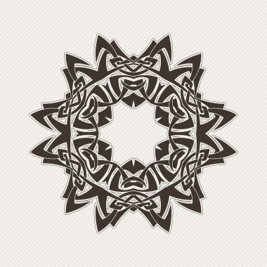 Vektör mandala. Gotik dantel dövme. Keskin köşeli Kelt örgüsü.
