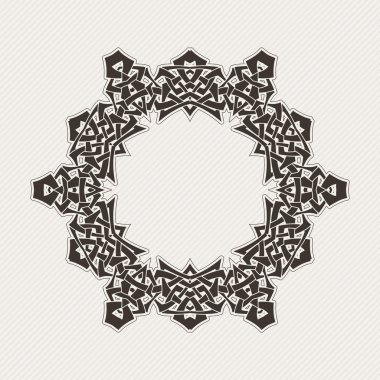 Vektör sınırı. Gotik dantel dövme. Keskin köşeli Kelt örgüsü.