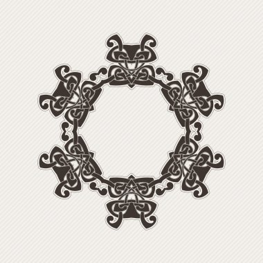 Vektör sınırı. Gotik dantel dövme. Keskin köşeli Kelt örgüsü.