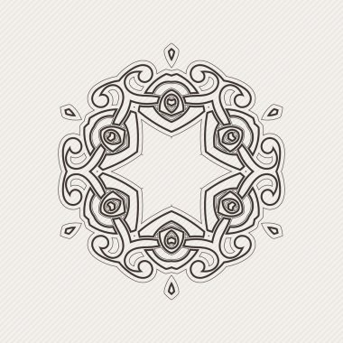 Vektör sınırı. Gotik dantel dövme. Keskin köşeli Kelt örgüsü.