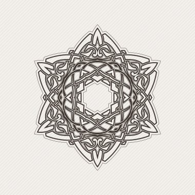 Vektör mandala. Gotik dantel dövme. Keskin köşeli Kelt örgüsü.