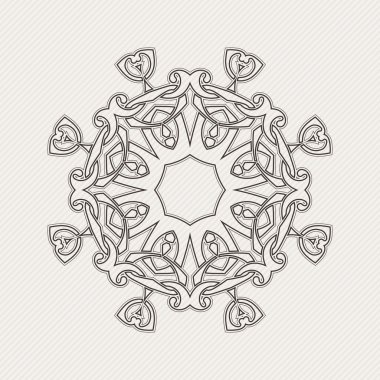 Vektör mandala. Gotik dantel dövme. Keskin köşeli Kelt örgüsü.