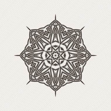 Vektör mandala. Gotik dantel dövme. Keskin köşeli Kelt örgüsü.