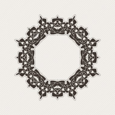 Vektör sınırı. Gotik dantel dövme. Keskin köşeli Kelt örgüsü.