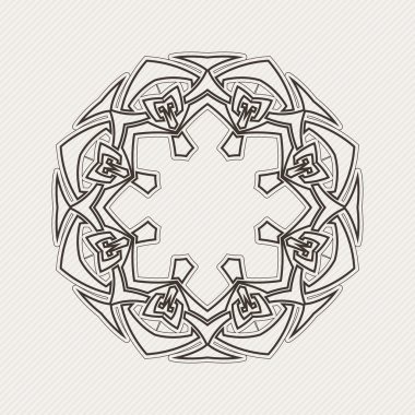 Vektör mandala. Gotik dantel dövme. Keskin köşeli Kelt örgüsü.