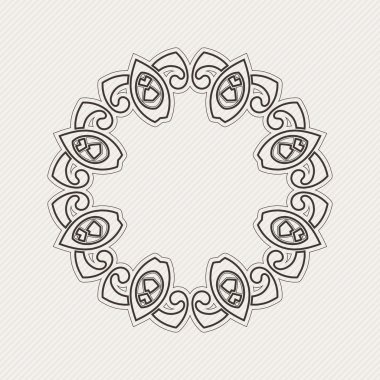 Vektör sınırı. Gotik dantel dövme. Keskin köşeli Kelt örgüsü.