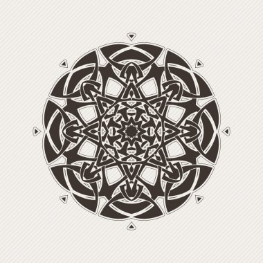 Vektör mandala. Gotik dantel dövme. Keskin köşeli Kelt örgüsü.