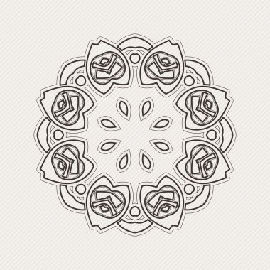 Vektör mandala. Gotik dantel dövme. Keskin köşeli Kelt örgüsü.