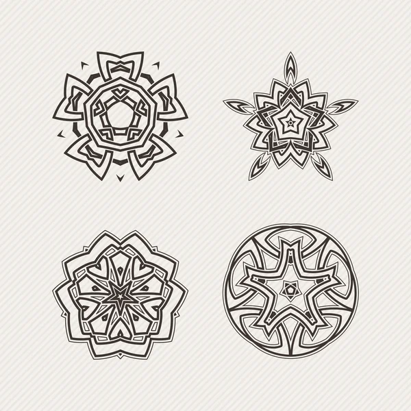 华丽的矢量曼荼罗符号集。哥特式的花边纹身。凯尔特人编织以尖角. — 图库矢量图片