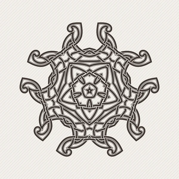 Vector mandala. Gothic lace tattoo. Celtic weave with sharp corners. — Stok Vektör