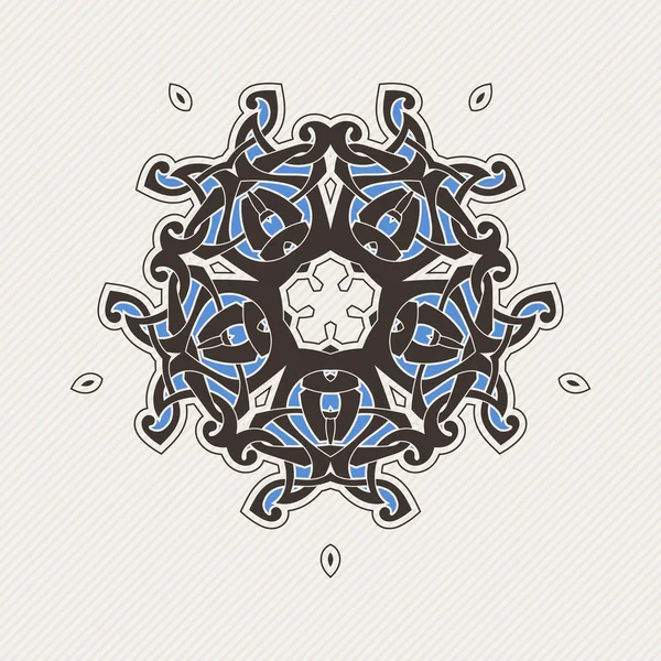 Vector mandala. Gothic lace tattoo. Celtic weave with sharp corners. — Vector de stock