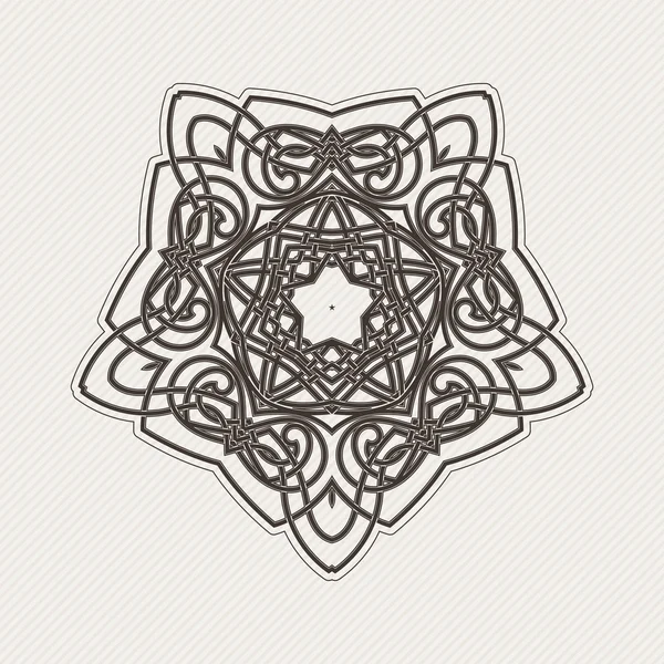 Vector mandala. Gothic lace tattoo. Celtic weave with sharp corners. — Stok Vektör