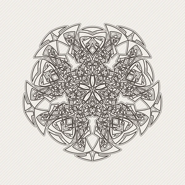 Vector mandala. Gothic lace tattoo. Celtic weave with sharp corners. — 스톡 벡터