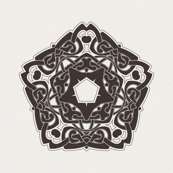 Vector mandala. Gothic lace tattoo. Celtic weave with sharp corners. — Stock vektor