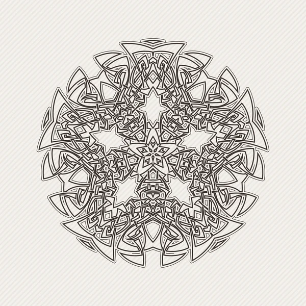 Vector mandala. Gothic lace tattoo. Celtic weave with sharp corners. — Stok Vektör