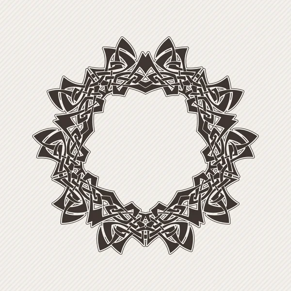 Vector ornate border. Gothic lace tattoo. Celtic weave with sharp corners. — Vector de stock