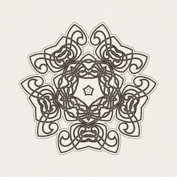 Vector mandala. Gothic lace tattoo. Celtic weave with sharp corners. — Stock vektor