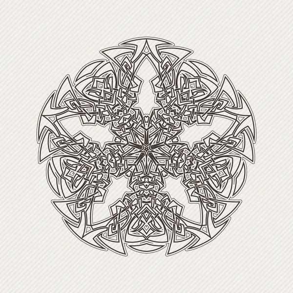 Vector mandala. Gothic lace tattoo. Celtic weave with sharp corners. — Wektor stockowy