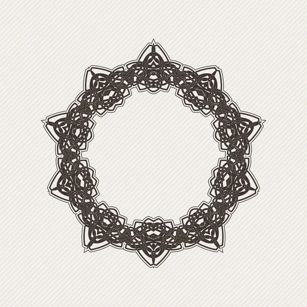 Vector ornate border. Gothic lace tattoo. Celtic weave with sharp corners. — Stockvector