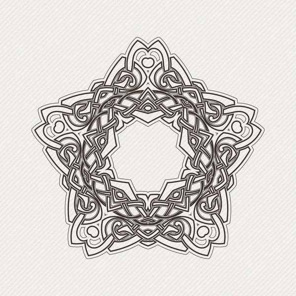 Vector mandala. Gothic lace tattoo. Celtic weave with sharp corners. — Vector de stock