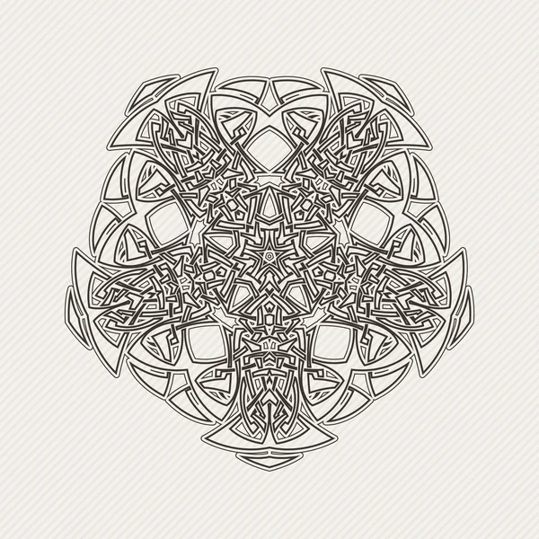 Vector mandala. Gothic lace tattoo. Celtic weave with sharp corners. — Vector de stock