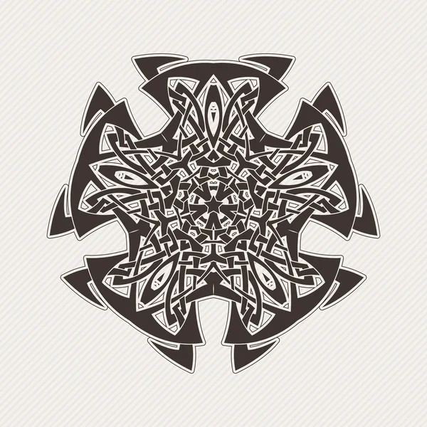 Vector mandala. Gothic lace tattoo. Celtic weave with sharp corners. — Vettoriale Stock