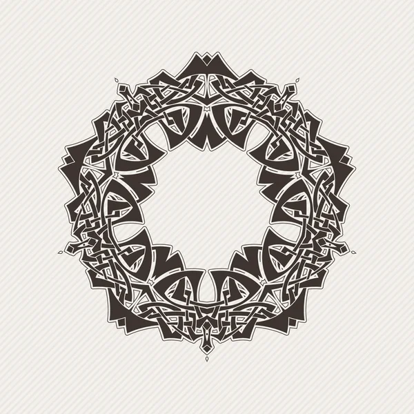 Vector ornate border. Gothic lace tattoo. Celtic weave with sharp corners. — Stok Vektör