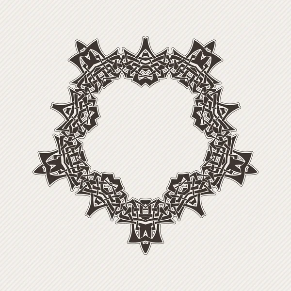Vector ornate border. Gothic lace tattoo. Celtic weave with sharp corners. —  Vetores de Stock