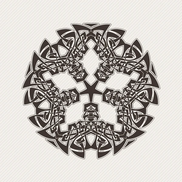 Vector mandala. Gothic lace tattoo. Celtic weave with sharp corners. — Vector de stock