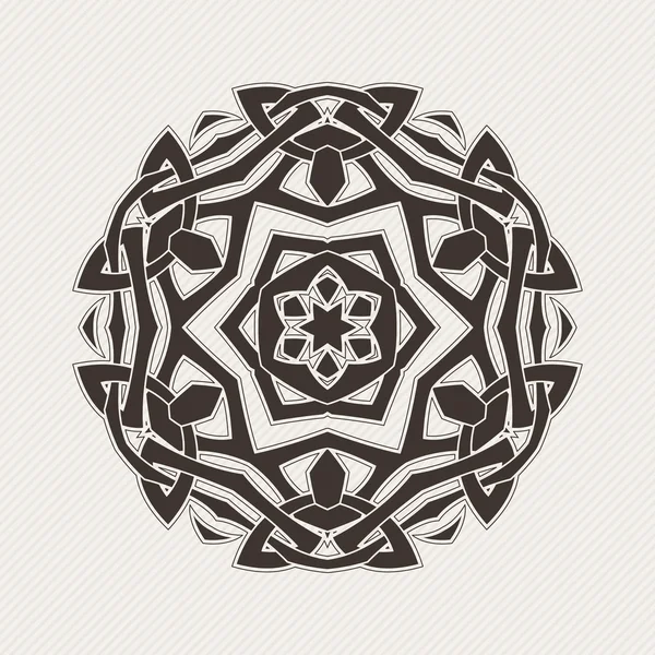 Vector mandala. Gothic lace tattoo. Celtic weave with sharp corners. — Vettoriale Stock