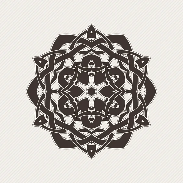 Vector mandala. Gothic lace tattoo. Celtic weave with sharp corners. — Vector de stock