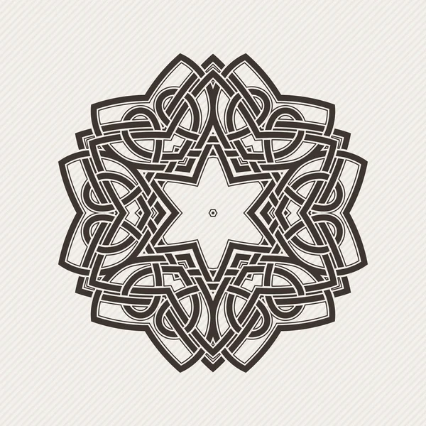 Vector mandala. Gothic lace tattoo. Celtic weave with sharp corners. — Stock vektor