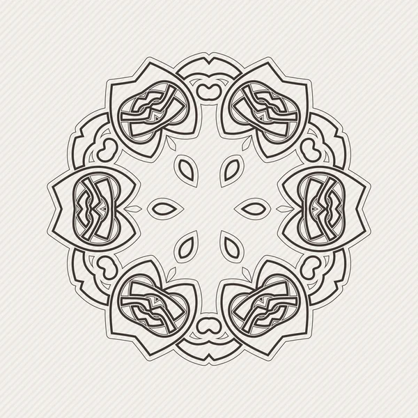 Vector mandala. Gothic lace tattoo. Celtic weave with sharp corners. — Stock vektor