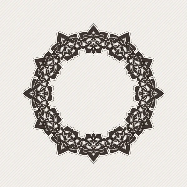 Vector ornate border. Gothic lace tattoo. Celtic weave with sharp corners. — Vettoriale Stock