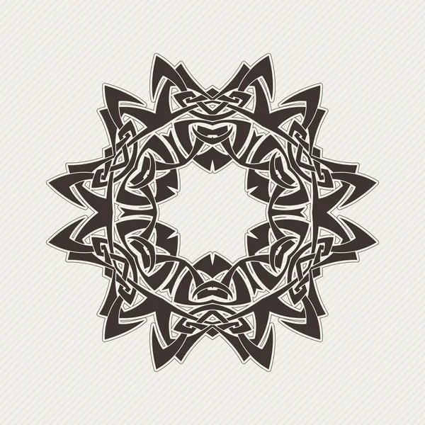 Vector mandala. Gothic lace tattoo. Celtic weave with sharp corners. — Stok Vektör