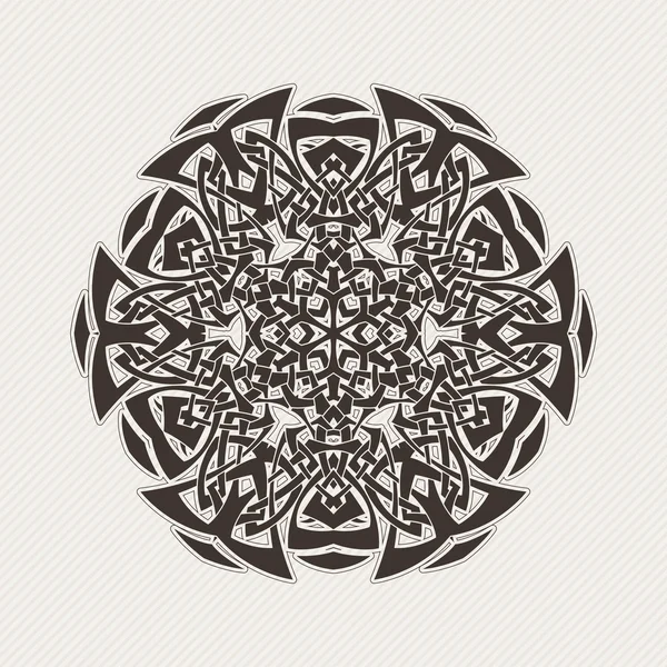 Vector mandala. Gothic lace tattoo. Celtic weave with sharp corners. — Vettoriale Stock