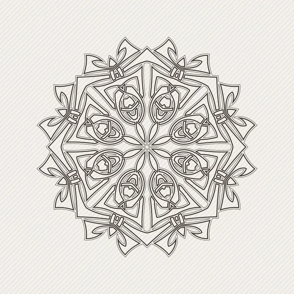 Vector mandala. Gothic lace tattoo. Celtic weave with sharp corners. — Vector de stock